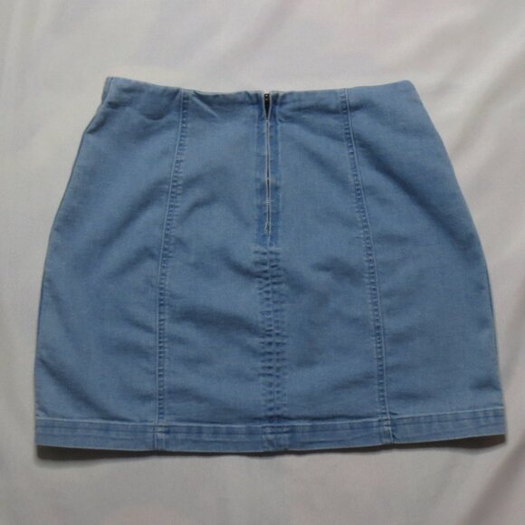 HONEY BELLE womens SKIRT denim JEAN mini 80's retro BLUE fitted SIZE M - Picture 8 of 10